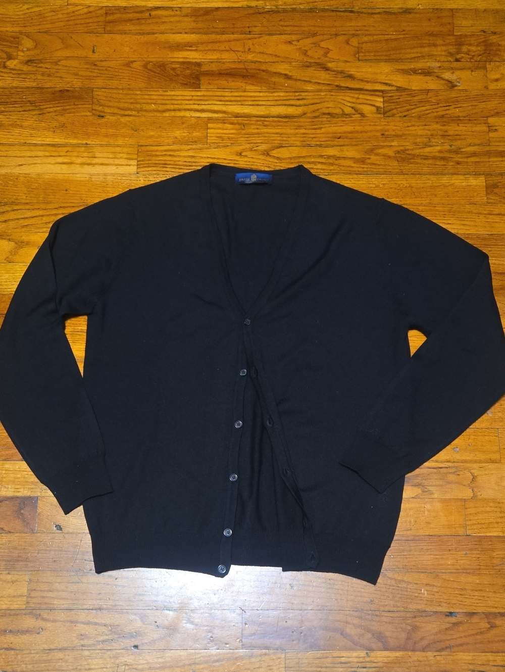 Eredi Pisano Italy Black Lana Merino Extrafine Merino Wool V-Neck Cardigan XXL